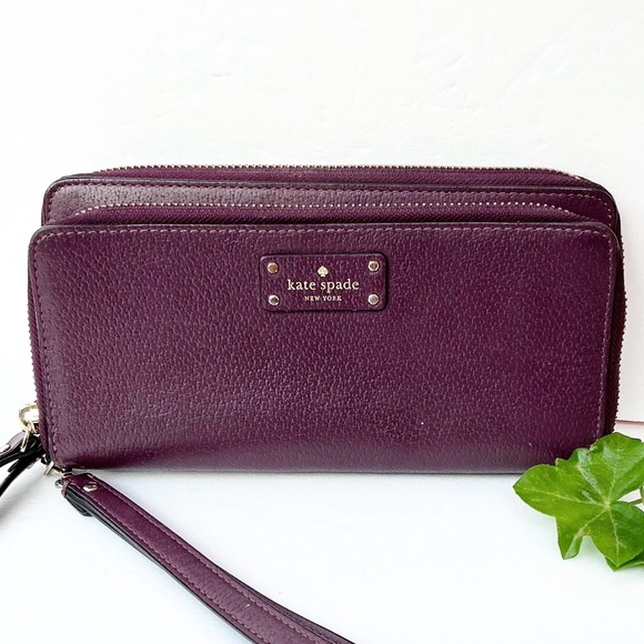 kate spade Handbags - Kate Spade Lg Wristlet Double Zipper Purple Leather